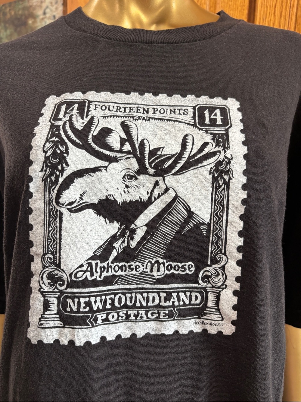 American Apparel Black Short-Sleeve Moose Stamp Graphic Tee - Picture 5 of 9